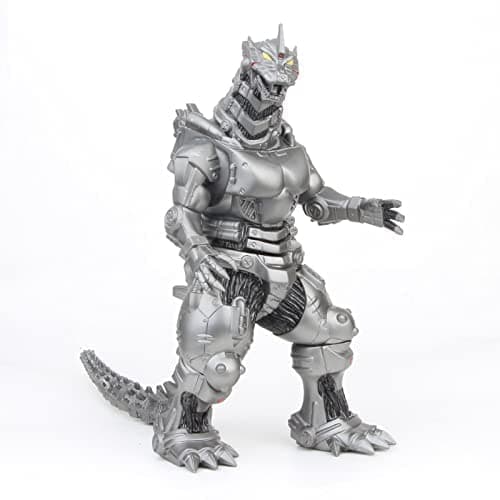 Blue Aura Dinosaur Action Figures MechaGodzilla Height 16.5 X 18CM Soft Touch Vinyl Plastic Collectible Model Toys -Silver Grey Dino