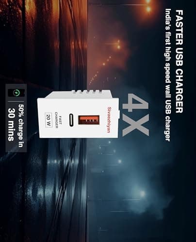 SmartHome Fast Charging Wall Charger Dual Port USB Type C Adapter Modular Socket Power Socket with USB for Modular Switch Board & Wall Socket – White (Pack of 1) 6