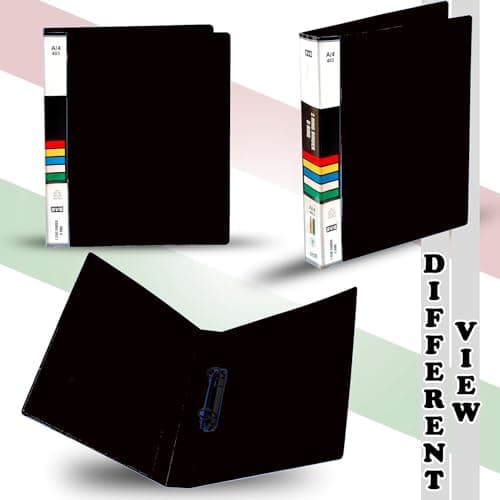 KEEPING Plastic File Folder 2D Ring Binder A4 Size Tough & Durable Ring Binder Box Board File(Heavy Plastic/and Color May Very) (Black) (Pack of 2) 3