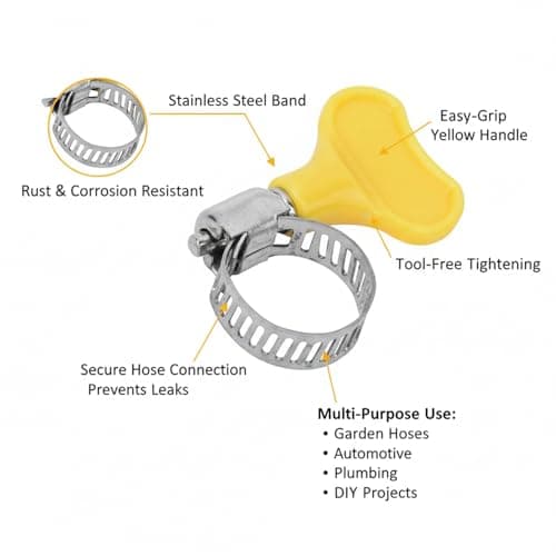 KBS Hose Clamp Stainless Steel 1.25 inch Diameter Water Pipe Range Turn Key Worm Gear Ideal for Leak Proof Gas Stove Plumbing Adjustable Safety Tie Clips For Home,Garden,Kitchen,Automotive 3