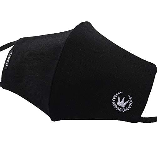 MASQ By Q-One Crest 4 Layer, Reusable, with Ear Adjusters, Anti-Bacterial (BFE>99%) Cotton Cloth Face Mask for Men, Boys (Large, Black-Grey-White, Pack of 3), Without Valve 5
