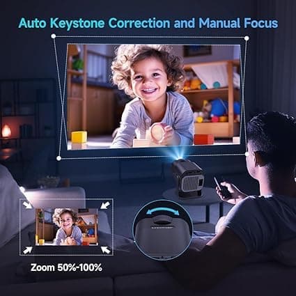 PLAY Art Newly Launched Android 13 4K Decoding 1080 Full HD Inbuilt Speaker Bluetooth ShortThrow Auto Keystone Freestyle 360 Degree flip Portable Projector(Black) 4
