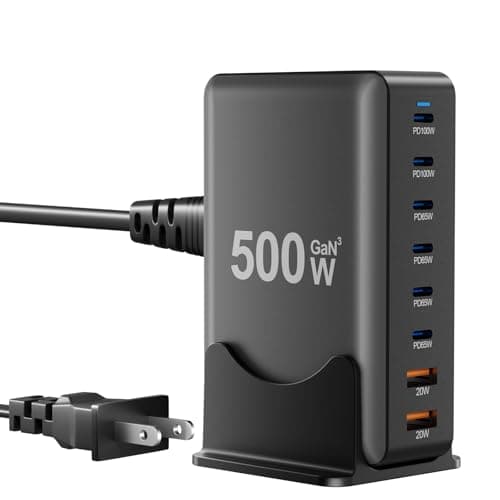 500W USB C Fast Charger Block, 8 Port Charging Station, GaN ? Multi Port Charging Station Hub for Multiple Devices, Multiport USB Charger Station Compatible with MacBook iPhone iPad Dell