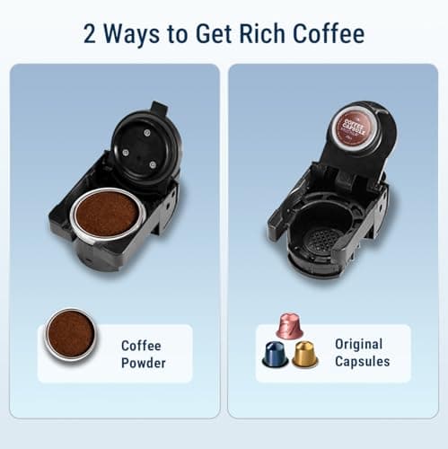 COSTAR 2-in-1 Espresso Machine for Capsules & Coffee Powder, 20 Bar Capsules Coffee Machine, Coffee Maker Machine for Home W/NS Original Capsules, Fast Heating System, Simple Touch Operation, 1450W 3