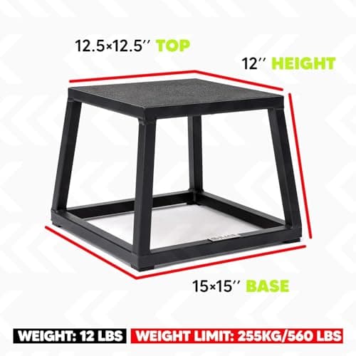 Priti 12 Inch Metal Plyometric Box for Home Gym Workout, Heavy Duty Steel Plyo Box with Anti-Slip Top & Rubber Feet, 255KG Weight Capacity, Gym Step Platform for Box Jumps, Squats, Dips & Strength Tra 2