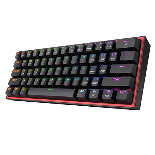 Redragon K617 Fizz 60% Wired RGB Gaming Keyboard, 61 Keys Compact Mechanical Keyboard, (Linear RED Switch), Pro Driver/Software Supported || Black
