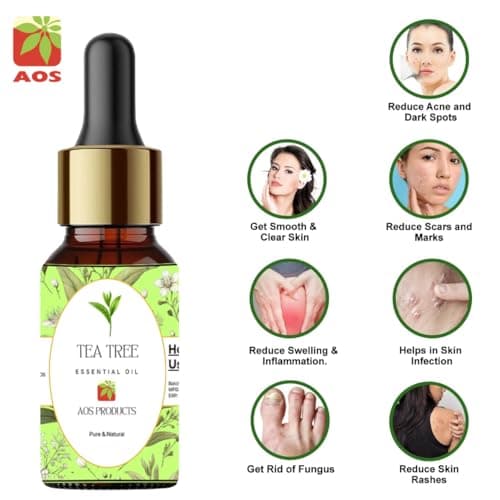AOS PRODUCTS 100% Pure and Natural Tea Tree Essential Oil for Men and Women Anti Dandruff| Acne Treatment Skin Care and Hair Care (100 ml) 5