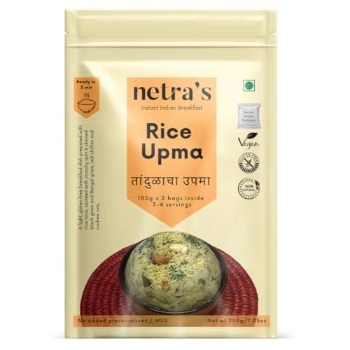 Netra’s Instant Rice Upma Mix – 200g Pack | Pack of 1 | Gluten-Free & Preservative-Free | Made with Premium Rice | Quick & Easy to Prepare | Perfect for Healthy Breakfast, Office Lunch, Travel