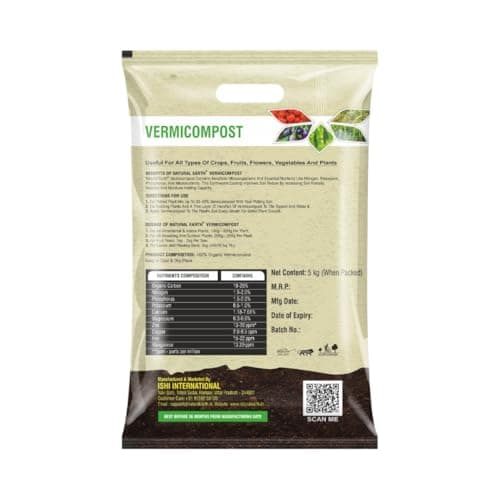 NATURAL EARTH® 5 KG - TRUSTED Organic Vermicompost For Plants | Treated with Panchagavya-Based Bacteria Culture | Plant Growth Booster | Organic Compost For Home Plants 2