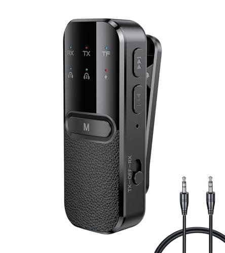 Bluetooth Transmitter Receiver for TV, Airplane Bluetooth Adapter for Headphones, Dual Link Wireless 3.5mm AUX Audio Adapter for Car, Built-in Mic for Hands-Free Calls TSNAM