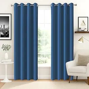 Homestan 90% Blackout Door Curtains 7 Feet Long Set of 2, Room Darkening Parda with Grommet Design for Home Decor (7x4 Feet, Royal Blue)