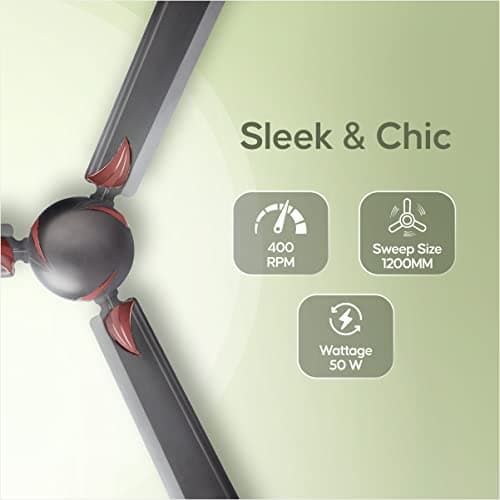 LONGWAY Creta P1 1200 mm/48 inch Ultra High Speed 3 Blade Anti-Dust Decorative Star Rated Ceiling Fan (Smoked Brown, Pack of 1) 4