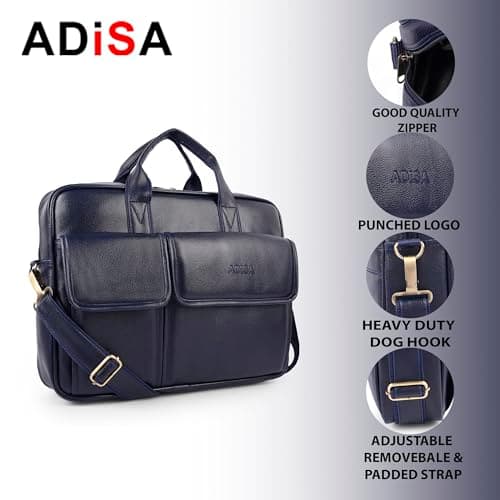 ADISA Laptop Messenger Office Bag Briefcase for Work for Men (LB6055-NAV) 3