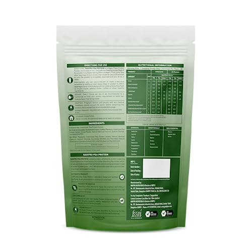 NAKPRO 100% Pea Protein Isolate, Chocolate - 1kg | 26g Protein, 4.9g BCAA | Natural Vegan Plant Protein Powder | Easy To Digest | All Essential Amino Acids for Muscle Gain and Recovery 2