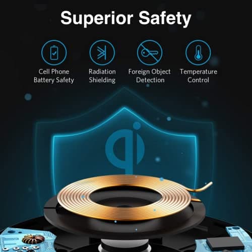 SEVENAIRE WPAD15 Wireless Charger for iPhone 17 to 12 Series, Galaxy S26 to S8, Nothing,Pixel & Other Qi Phones, Type-C PD | 15W Fast Wireless Charging Pad 5