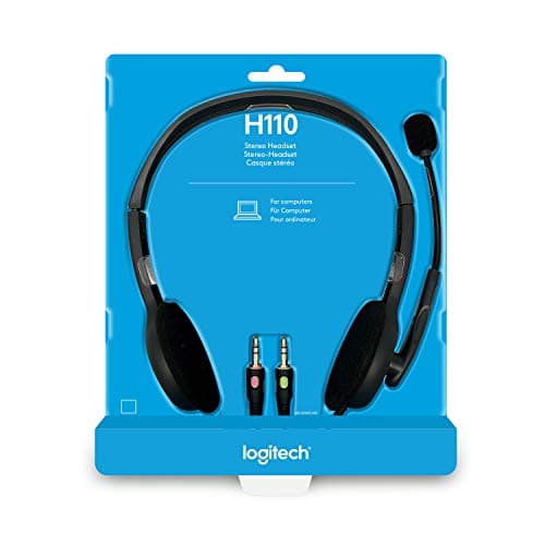 Logitech H110 Wired Headphones On Ear Headphones with Mic, Stereo with Noise-Cancelling,3.5-Mm Dual Audio Jack, 3