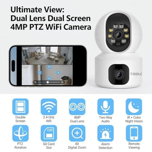 DDLC 5MP Indoor WiFi Smart CCTV Camera for Home | 1080p Full HD | Color Night Vision | Motion Detection | Two Way Audio | Wireless Home Security Camera with Mobile App V380 Pro (Upro Dual Lens) 2
