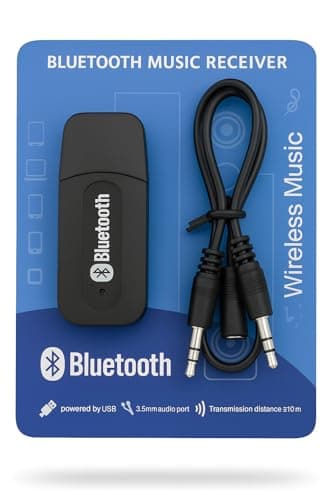 Wireless Music Bluetooth Receiver, USB Audio Adapter with 3.5mm Aux Cable