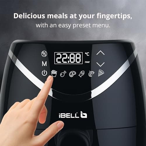 iBELL 3.2L Air Fryer For Home |800W, Feather Touch Control, 6 Preset Cooking Modes, Adjustable Temperature, One Basket with Steam Rack, Oil-Free Healthy Cooking (Black) 5
