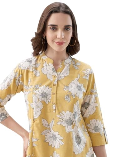 AV2 Maternity Nursing and Feeding Kurta Set | Nursing Zippers | Pre and Post Pregnancy | Raw Silk | Kurta Pant Set | Coord Set Yellow Large 4181 4