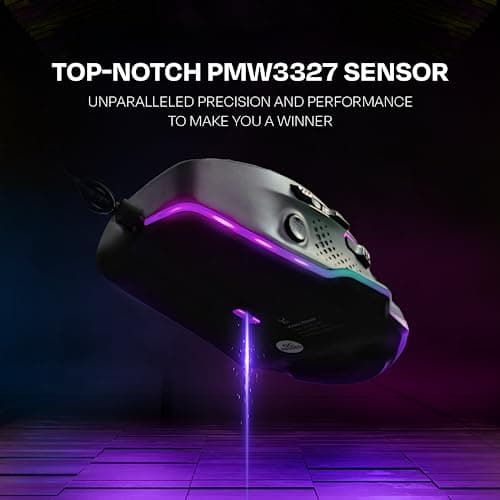 Kreo Hawk Gaming Mouse with Programmable Buttons & RGB Lighting | Top Pixart Sensor | Adjustable DPI with 1.5m Long Braided Cable and Optical Sensor | Lightweight & Durable (Hawk- Black) 5