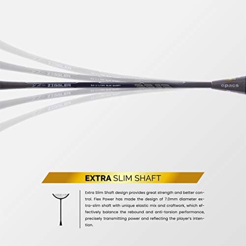 Apacs Z-Ziggler (Unstrung, 38 LBS Max Tension) 6.4mm Slim Shaft | Made in Vietnam | 100% Japanese Graphite Badminton Racket with Free Full Cover | G2-4 1/8 inches (Grey) 4