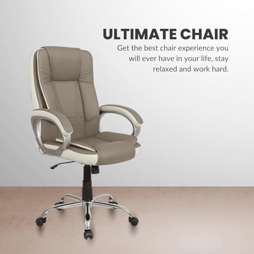 ACTIVA Ergonomic Office Chair | Leatherette Seating Chair with Adjustable Height | 3-Year Warranty | 360° Revovling Chair| Comfortable Padded Seating/Suitable for Office/Study (Venture, White & Grey) 5