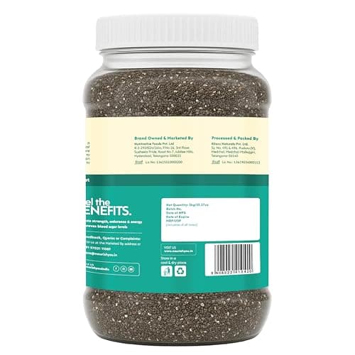 Nourish You Raw & Whole Chia Seeds 1kg Jar | Dirt & Stone free | Gluten Free | Source of Calcium, Protein , Dietary Fibre & Antioxidant | Rich with Omega 3 & Zinc | Premium superfoods | Supports Weigh 3