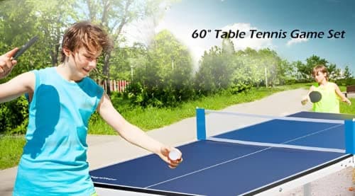 STEP OVER Mini Wood Table Tennis Table (6x3 ft) with Wheel (Laminated Top 18 mm + 2 Tt Racket & Balls) (Blue) 5