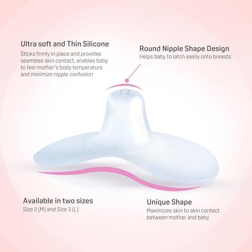 Pigeon Natural Feel Silicone Nipple Shield Size 1 (Below 13 mm) | Ultra Soft BPA & BPS Free | Butterfly Shape for Easy Latch | Ideal for Flat & Inverted Nipples | Comfortable Breastfeeding Support 3