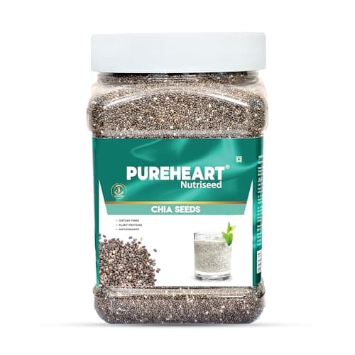 Pureheart Raw Chia Seeds 454 gm | Seeds for Eating | Rich in Calcium Protein Fiber Omega-3 and Antioxidant | Chia Seeds for Weight Management | Diet Snack Naturally Sourced - Reusable Jar