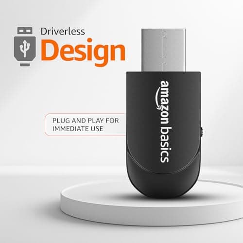 Amazon Basics 2 in 1 Bluetooth 5.0 Transmitter Receiver | 3.5mm Stereo Audio Adapter with Mic | Portable Design | Driverless Plug and Play | Easy Slide Switch Mode | 10m Range 2