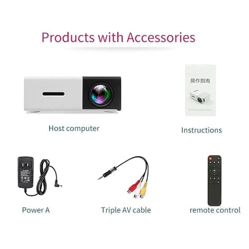 ZoTronico LED Portable Mini Projector HD Resolution 1080 Pixel Full HD Support with Remote & HDMI Cable (White Yellow with Accessories) 3