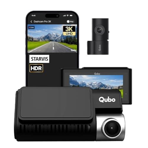 Qubo Car Dashcam Pro 3K with Sony STARVIS IMX335 Sensor | Dual Channel | Hero Group | NightPulse Vision | 5MP UHD Front Wide, 2MP FHD Rear | 3.2" LCD | Built-in GPS, Wi-Fi | App | Up to 1TB Storage