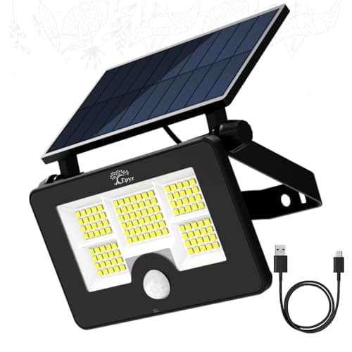 Epyz 20Watt Solar Flood Light Outdoor Waterproof with USB Type-C Charging Cable for Home Garden Wall Compound Entrance Automatic LED Lamp [ Pack of 1, White Light ] [ 2000mAh, 85LED ]
