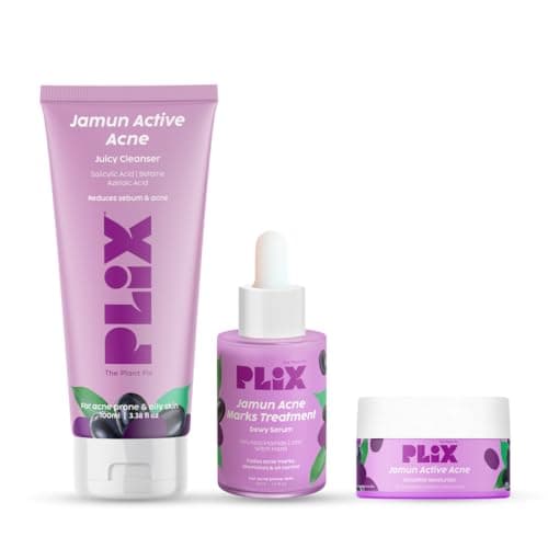 PLIX THE PLANT FIX Jamun Cleanser & 10% Niacinamide Acid Serum With Smoothie Moisturizer Combo l Detoxifies The Skin l Reduces Acne Marks l Fades Blemishes l All Skin Types