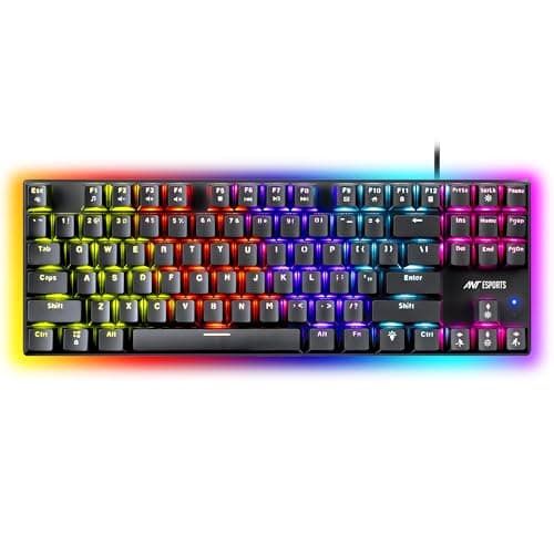Ant Esports Scorpion MK20 Wired 75% Mechanical Gaming Keyboard, 87 Keys Compact TKL Wired Linear Red Switches Detachable USB RGB Backlight Keyboard