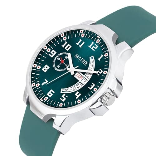Matrix Classic 2.0 Day & Date Analog Watch with Softest Silicone Strap for Men & Boys (Teal) 5