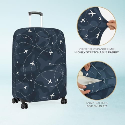 Printed Luggage Cover for Traveling Bag & Suitcase - Stretchable & Scratchproof Trolley Protector with Velcro Lock & Lightweight Washable Material(Suitcase Bag Not Included, Only Cover in Product) 4