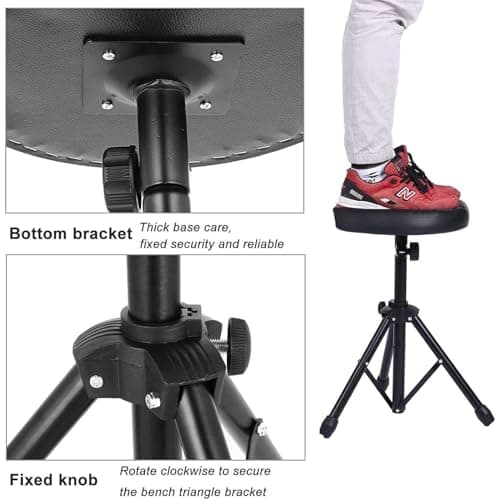 Kadence THRN-NK125 Home Series Round Drum Throne | 360° Swivel Seat | Height Adjustable Tripod Base | High-Density Foam Cushion | Black 4