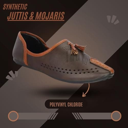 FAXIAN Men's Brown Synthetic Slip_On Trendy/Lightweight & Ethnic Mojaris 06 (UK/India) (2016) 5