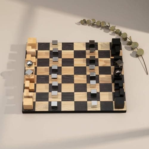 SNAPPSY Modern Minimalist Wooden Chessboard Decor Creative Design Geometric Wood Board High-End Look for Living Room, Entryway, Showroom, 35-35-6-7cm 3