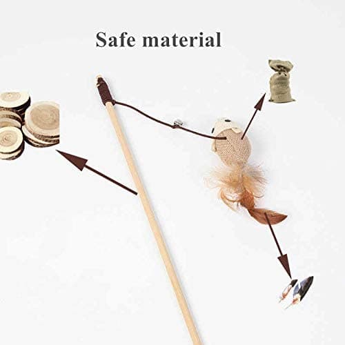 The Pets Company Interactive Cat Dangler Toy Stick with Bell & Feather Tail – Mouse Teaser Wand for Cats – Natural Jute, Exercise & Hunting Play – for Kittens & Adult Cats (Colour May Vary) 3