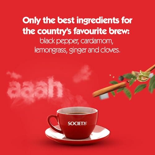 Society Masala Chai — Five-Spice Indian Masala Tea, Real Cardamom Ginger Clove Black Pepper Lemongrass Blended Into Assam CTC, Hasmukhrai & Co. Since 1924 | 250 g Pouch | No Flavouring 4