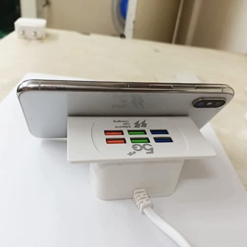 Tobo 6 Port USB Charger with Mobile Stand, Travel Power Adapter Station, 3.1 A Output USB Fast Charging Station, Wall Charger Power Adapter for Smart Phones, Tablet PCs, Power Bank etc 3