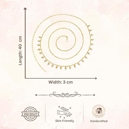 AccessHer Women’s & Girls’ Elegant Gold-Plated Waist Chain & Kamarbandh | Traditional Ethnic Jewelry Accessory for Sarees, Lehengas, Weddings, Parties & Festive Occasions 5