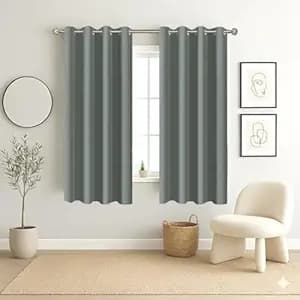Homestan 75% Blackout Window Curtains 5 Feet Long Set of 2, Room Darkening Parda with Grommet Design for Home Decor (5x4 Feet, Grey)