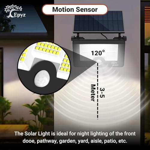 Epyz 20Watt Solar Flood Light Outdoor Waterproof with USB Type-C Charging Cable for Home Garden Wall Compound Entrance Automatic LED Lamp [ Pack of 1, White Light ] [ 2000mAh, 85LED ] 4