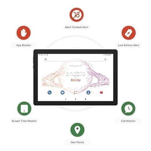 Baatu Enable Tablet - Parental Control Tab for Kids (10.1 inch) | Screen Time Monitor, App Blocker, Content Monitor & Location Tracking | 6000 mAH Battery | 4G & WiFi Calling | 4GB RAM, 64 GB ROM 3