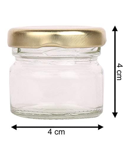 Pure Source India Round Mini Glass Jar Container, Multipurpose Mini Jars With Airtight Metal Cap - 20 Gram, 5 Pieces, Clear 4